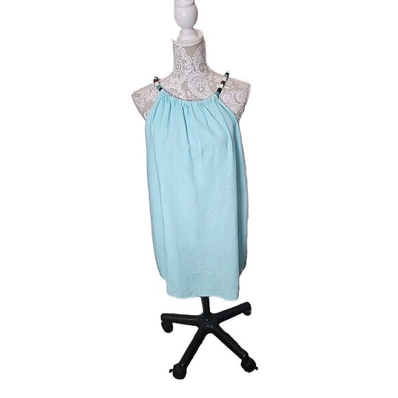 ST. TROPEZ WEST Womens Turquoise 100% Linen Mini Shift Dress Swim Coverup XS - Picture 1 of 6